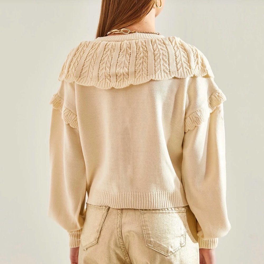 Rosie Posie embroidered Cream Sweater Zara look alike - Picture 2 of 6